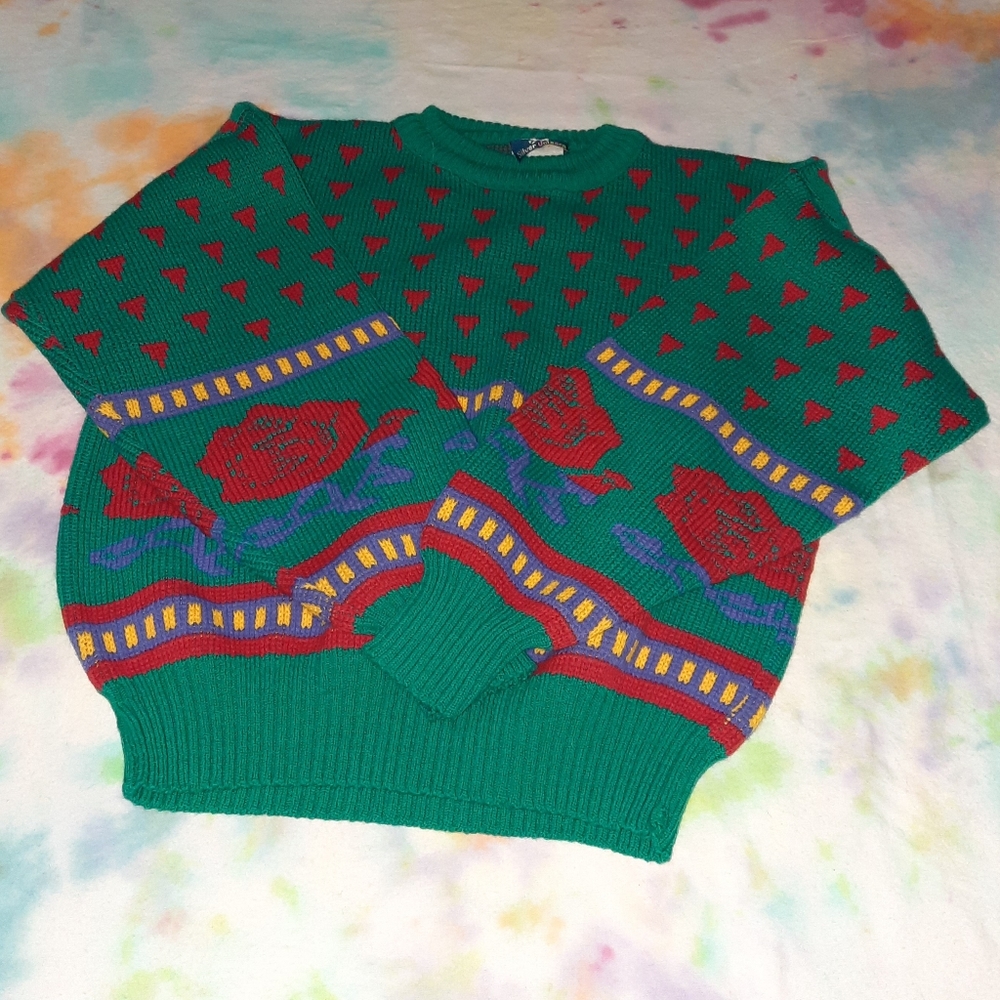 Vintage Silver Unicorn Rose Sweater Shirt